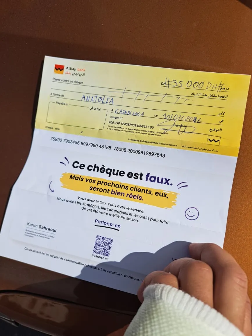 Le chèque et son message
